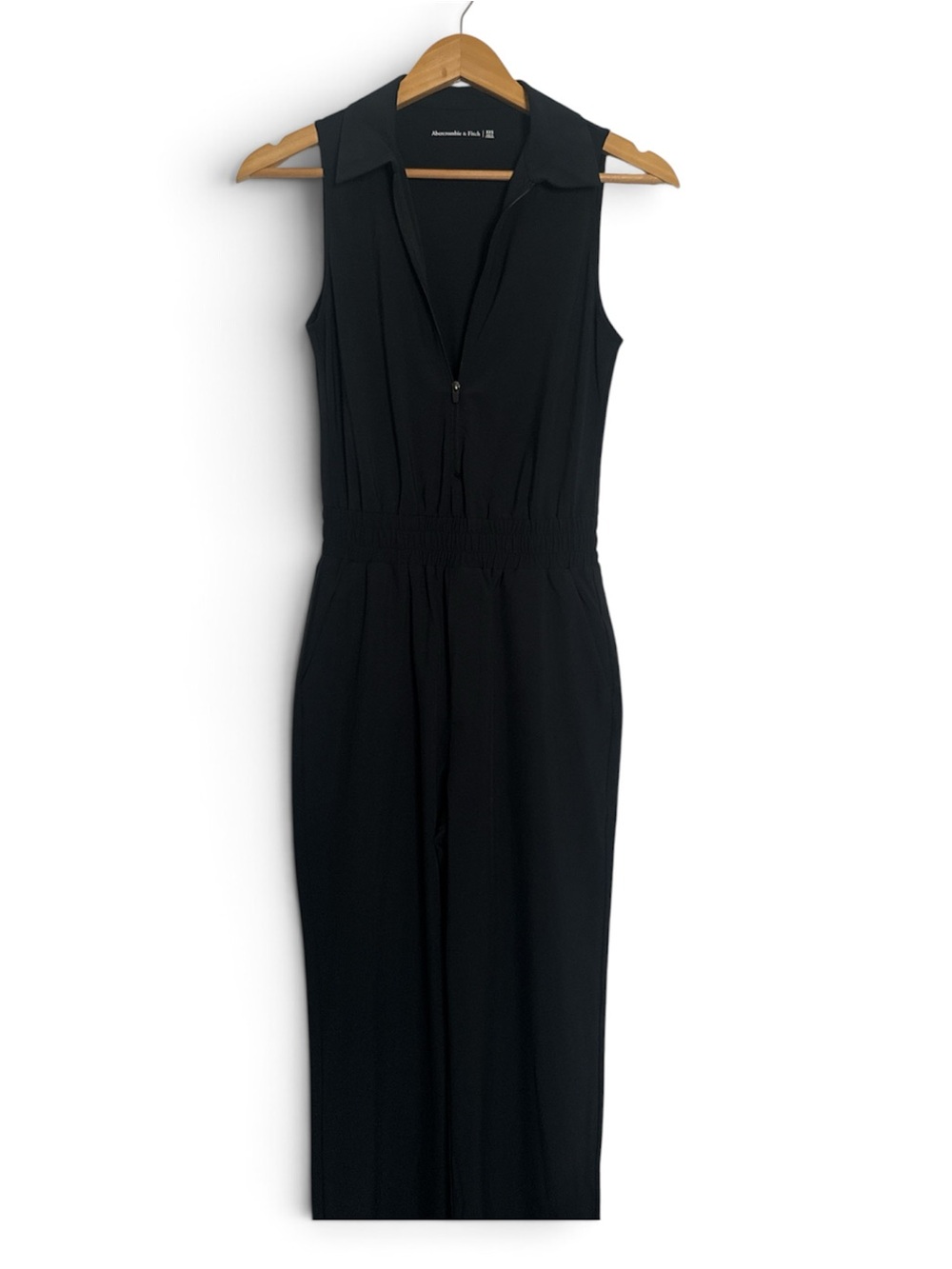 Abercrombie & Fitch Black Sleeveless Zip-Front Jumpsuit
